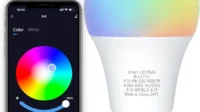 Bluetooth-enabled-smart-light-bulb-controlled-via-smartphone-for-customizable-lighting-and-color-settings